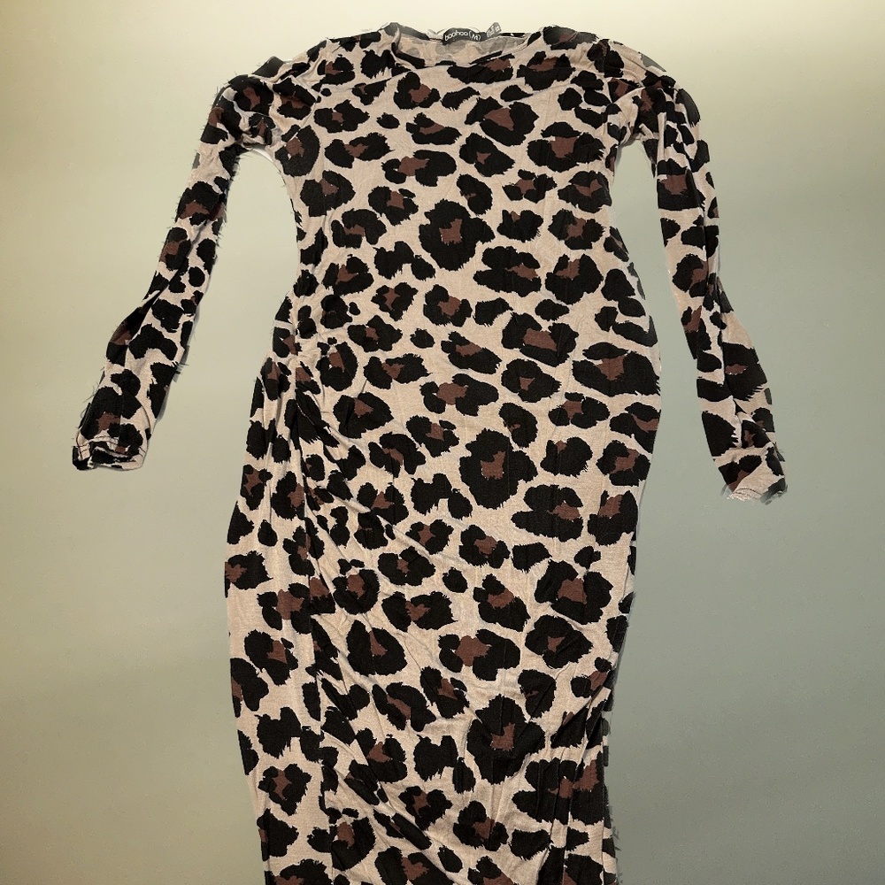Leopard Print Body Con Maternity Dress